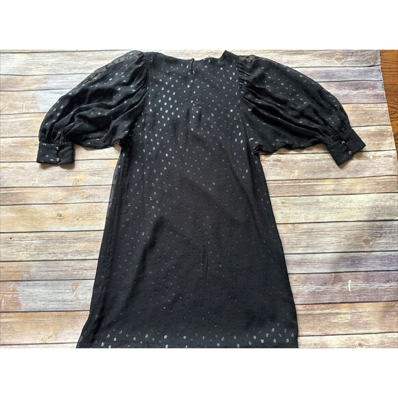 Lilly Pulitzer Cleme Black Silk Dress Onyx Metallic Chiffon Size 0 - Picture 8 of 10